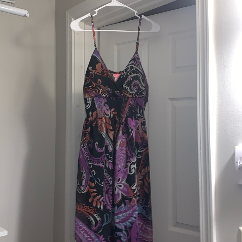 Vintage She’s Cool Women Paisley Midi Sun Dress XL Boho Hippie Indie Festive